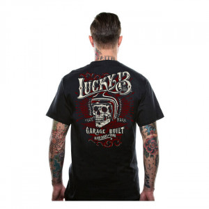 MAGLIETTA A MANICHE CORTE - SKULL BUILT - LUCKY 13