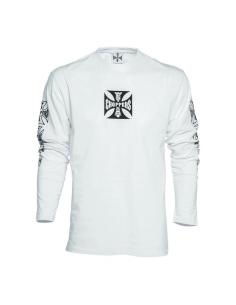 Acquista Maglietta Manica Lunga Original Cross West Coast Choppers Bianca a prezzo scontato