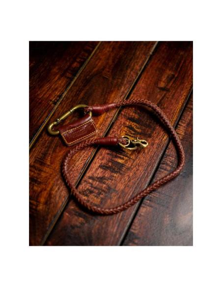LEATHER BRAIDED KEY CHAIN CHERRY RED FOR WALLET TRIPMACHINE