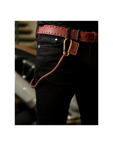 LEATHER BRAIDED KEY CHAIN CHERRY RED FOR WALLET TRIPMACHINE