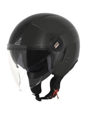 CASQUE DEMI JET AVEC VISIÈRE ET PARE-SOLEIL ALPHA SOLID BLACK ECE 22.06