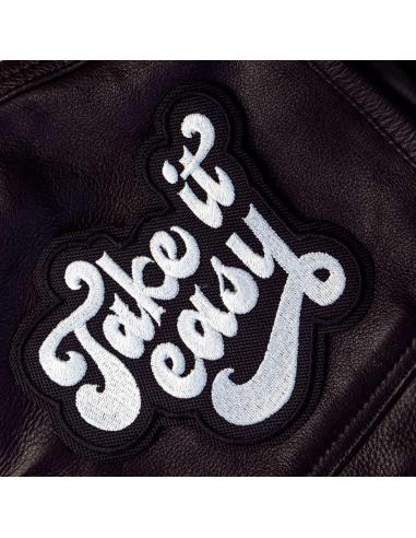TAKE IT EASY BIKER PATCH HEAT SEAL BACKING 13X10 CM