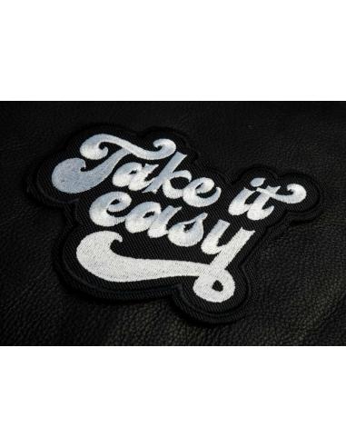 TAKE IT EASY 13X10 CM BIKER ÉCUSSON AVEC SUPPORT THERMOCOLLANT