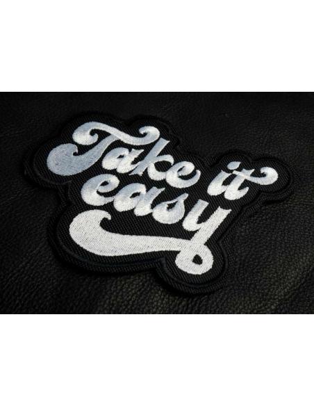 TAKE IT EASY BIKER PATCH HEAT SEAL BACKING 13X10 CM