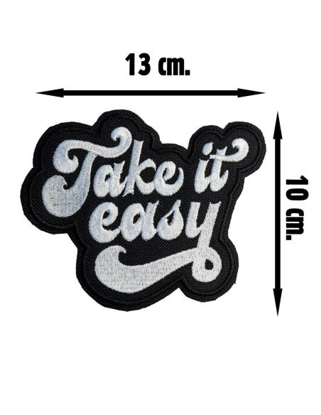 TAKE IT EASY BIKER PATCH HEAT SEAL BACKING 13X10 CM