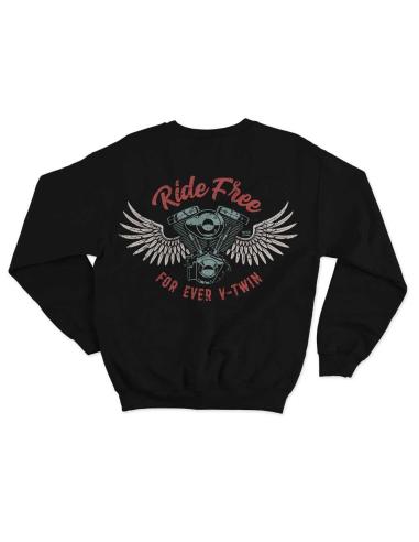 Comprar Sudadera Negra Ride Free For Ever V-Twin a precio de oferta