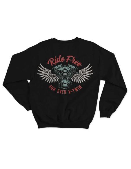 SWEAT NOIR RIDE FREE FOR EVER V-TWIN