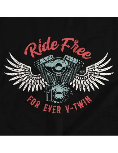 MOLETOM PRETO RIDE FREE FOR EVER V-TWIN