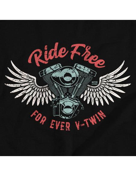 Acquista Felpa Nera con Cappuccio Ride Free For Ever V-Twin a prezzo scontato