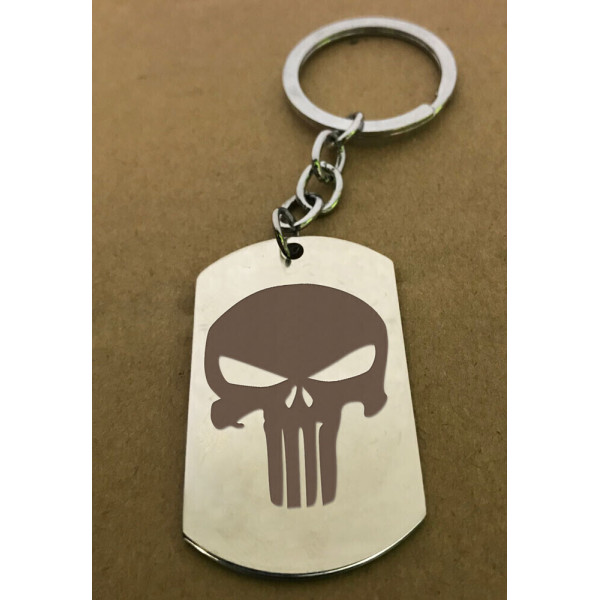 PERSONALIZED LASER ENGRAVED STEEL KEYCHAIN TWO SIDES