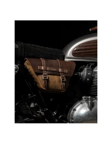 CONJUNTO DE 2 ALFORJAS DE COURO MARROM TABACO WINGMAN DA TRIP MACHINE PARA ROYAL ENFIELD TWINS