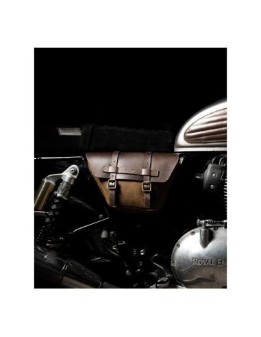 SET OF 2 TOBACCO BROWN LEATHER SADDLEBAGS WINGMAN BY TRIP MACHINE FOR ROYAL ENFIELD TWINS
