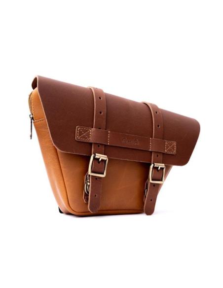 ENSEMBLE DE 2 SACOCHES EN CUIR MARRON VINTAGE WINGMAN DE TRIP MACHINE POUR ROYAL ENFIELD TWINS