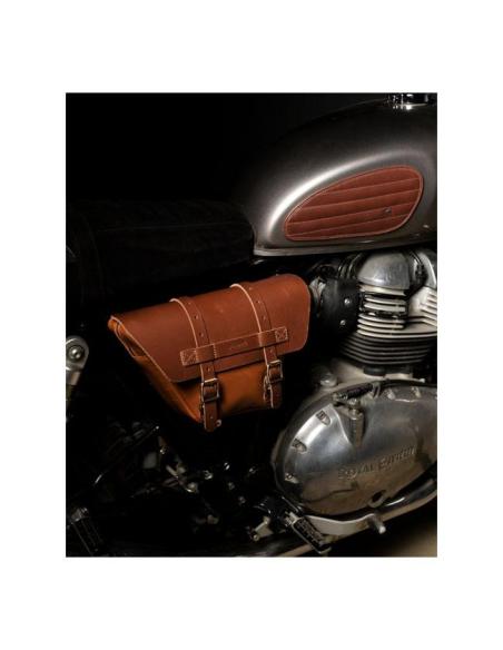 ENSEMBLE DE 2 SACOCHES EN CUIR MARRON VINTAGE WINGMAN DE TRIP MACHINE POUR ROYAL ENFIELD TWINS