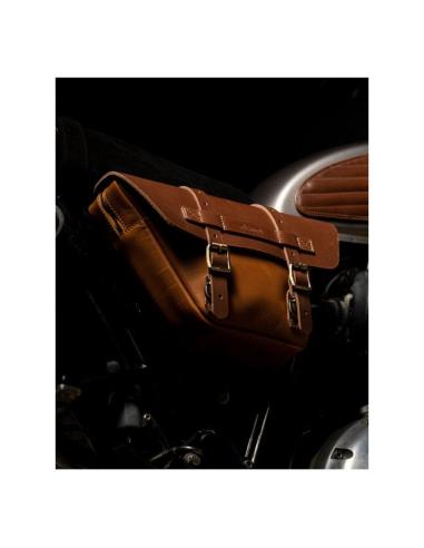 ENSEMBLE DE 2 SACOCHES EN CUIR MARRON VINTAGE WINGMAN DE TRIP MACHINE POUR ROYAL ENFIELD TWINS