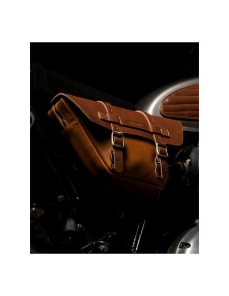 ENSEMBLE DE 2 SACOCHES EN CUIR MARRON VINTAGE WINGMAN DE TRIP MACHINE POUR ROYAL ENFIELD TWINS