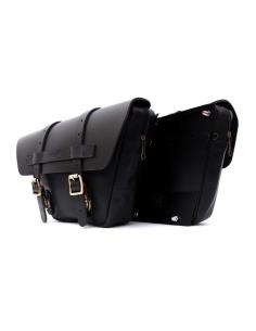 Ensemble De 2 Sacoches En Cuir Noir Wingman De Trip Machine Pour Royal Enfield Twins