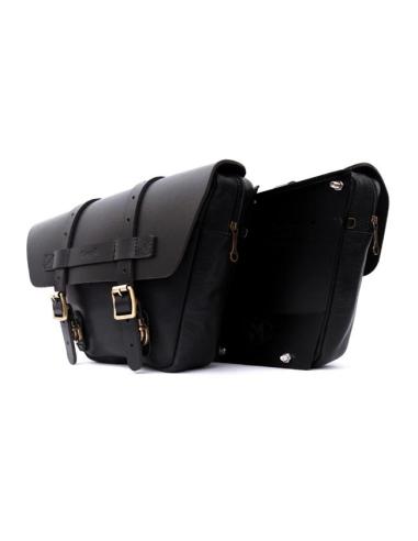 Comprar Pack De 2 Alforjas De Cuero Negro Wingman De Trip Machine Para Royal Enfield Twins a precio de oferta