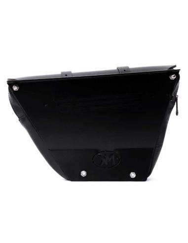 SET OF 2 BLACK LEATHER SADDLEBAGS WINGMAN BY TRIP MACHINE FOR ROYAL ENFIELD TWINS