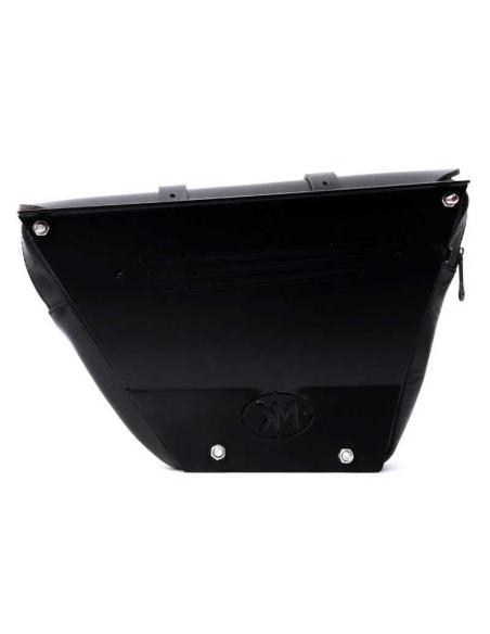 CONJUNTO DE 2 ALFORJAS DE COURO PRETO WINGMAN DA TRIP MACHINE PARA ROYAL ENFIELD TWINS