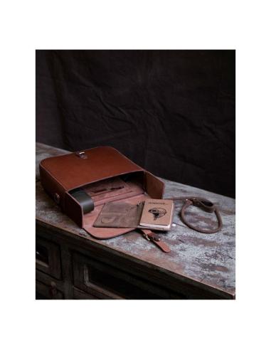 CLASSIC COGNAC LEATHER CROSSBODY PANNIER BY TRIP MACHINE