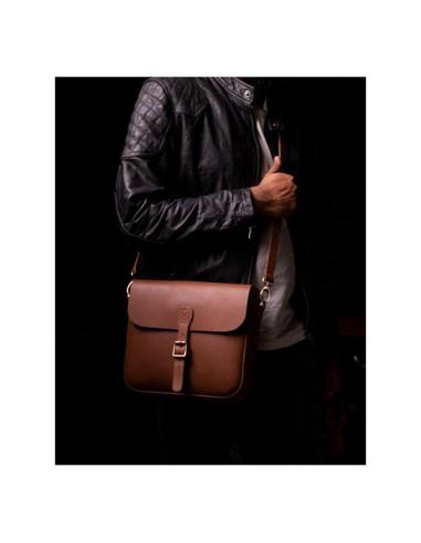 CLASSIC COGNAC LEATHER CROSSBODY PANNIER BY TRIP MACHINE