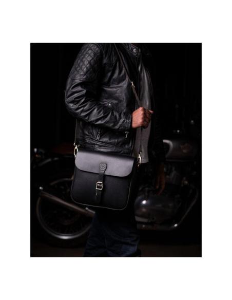 Comprar Alforja Bandolera Classic Negra De Cuero De Trip Machine a precio de oferta