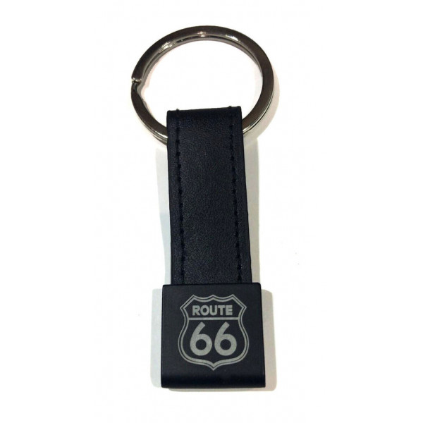 BLACK ENGRAVED KEY RING ROUTE 66 (CUSTOMIZABLE)