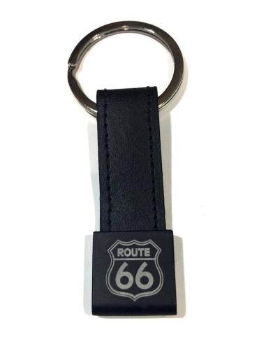 Black Engraved Key Ring Route 66 (Customizable)