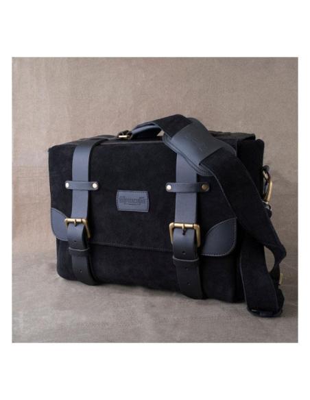 SACOCHE EN CUIR AUTHENTIQUE WARRIOR NOIR DE TRIP MACHINE