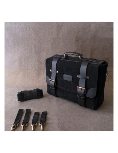 SACOCHE EN CUIR AUTHENTIQUE WARRIOR NOIR DE TRIP MACHINE