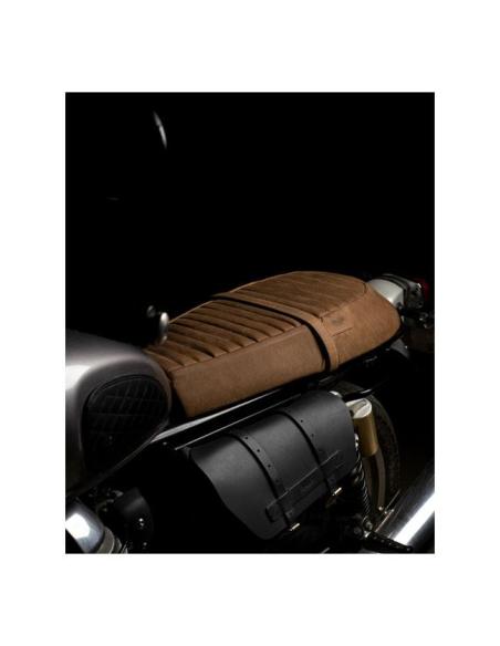 ASSENTO TOURING DE COURO TABACO PARA ROYAL ENFIELD INTERCEPTOR 650 E GT650 - TRIP MACHINE