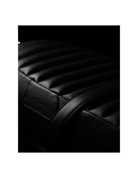 BLACK LEATHER TOURING SEAT FOR ROYAL ENFIELD INTERCEPTOR 650 AND GT650 - TRIP MACHINE