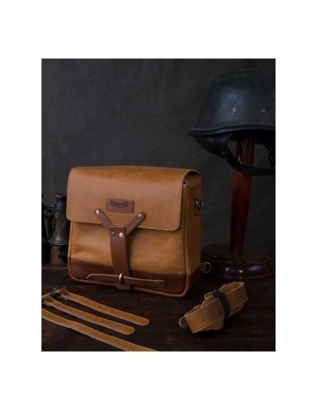 VINTAGE TAN LEATHER SADDLE AND MESSENGER BAG BY TRIP MACHINE