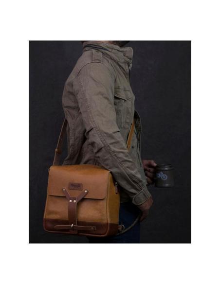 VINTAGE TAN LEATHER SADDLE AND MESSENGER BAG BY TRIP MACHINE