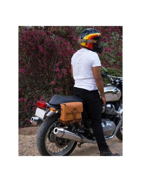 VINTAGE TAN LEATHER SADDLE AND MESSENGER BAG BY TRIP MACHINE