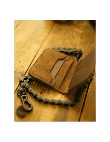LEATHER CHAIN TOBACCO MOTO WALLET BY TRIP MACHINE