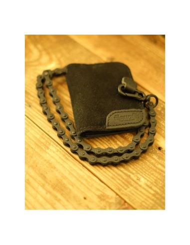 PORTEFEUILLE EN CUIR NOIR AVEC CHAÎNE MOTO WALLET DE TRIP MACHINE