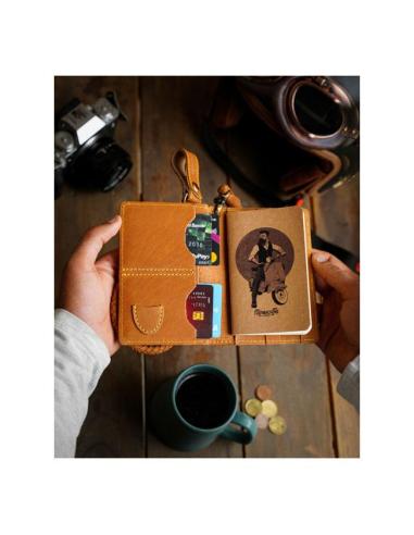 LEATHER EXPLORER VINTAGE TAN WALLET BY TRIP MACHINE