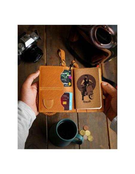 PORTEFEUILLE EN CUIR VINTAGE TAN EXPLORER DE TRIP MACHINE - TAILLE UNIQUE