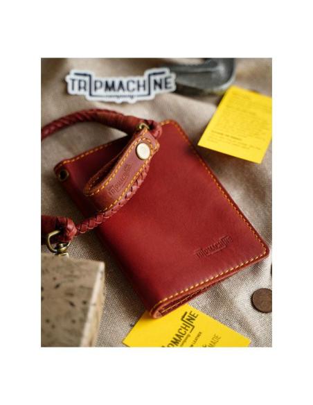 PORTEFEUILLE EN CUIR ROUGE CERISE EXPLORER DE TRIP MACHINE - TAILLE UNIQUE