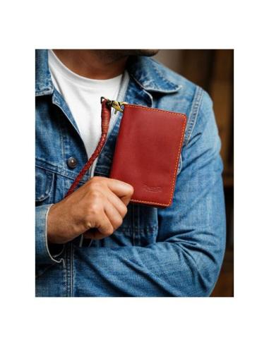 PORTEFEUILLE EN CUIR ROUGE CERISE EXPLORER DE TRIP MACHINE - TAILLE UNIQUE