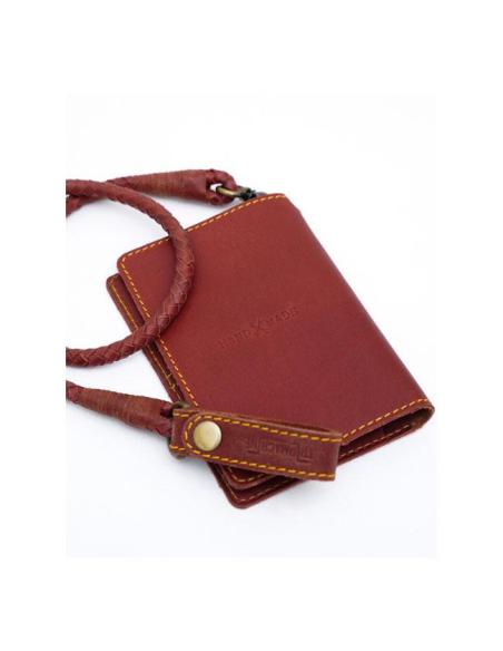 PORTEFEUILLE EN CUIR ROUGE CERISE EXPLORER DE TRIP MACHINE - TAILLE UNIQUE