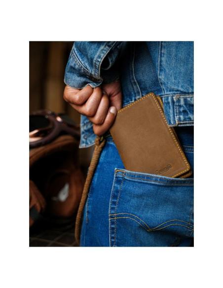 PORTEFEUILLE EN CUIR TABAC EXPLORER DE TRIP MACHINE - TAILLE UNIQUE