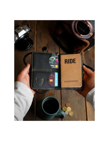 PORTEFEUILLE EN CUIR NOIR EXPLORER DE TRIP MACHINE - TAILLE UNIQUE