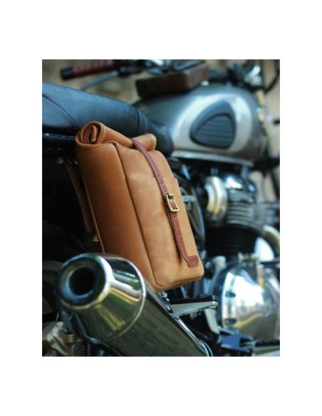 VINTAGE TAN MINI LEATHER PANNIER VINTAGE TANCONVERTIBLE INTO A SLING BAG BY TRIP MACHINE