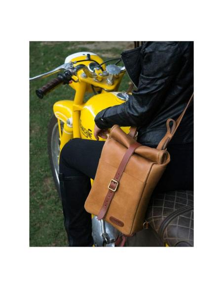 VINTAGE TAN MINI LEATHER PANNIER VINTAGE TANCONVERTIBLE INTO A SLING BAG BY TRIP MACHINE