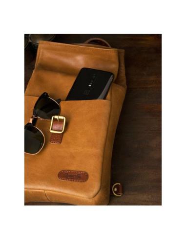 VINTAGE TAN MINI LEATHER PANNIER VINTAGE TANCONVERTIBLE INTO A SLING BAG BY TRIP MACHINE