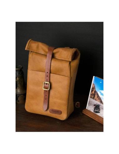 VINTAGE TAN MINI LEATHER PANNIER VINTAGE TANCONVERTIBLE INTO A SLING BAG BY TRIP MACHINE