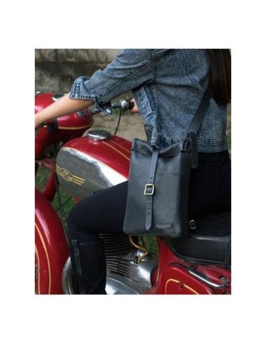BLACK MINI LEATHER PANNIER VINTAGE TANCONVERTIBLE INTO A SLING BAG BY TRIP MACHINE